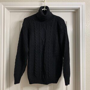 Ellemenno Brand Vintage Women's Black Turtleneck Sweater, Size S